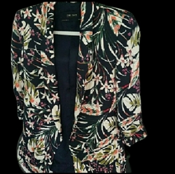 Zara Tropical Floral Silky Smooth Open Front Bold Blazer - Picture 9 of 10